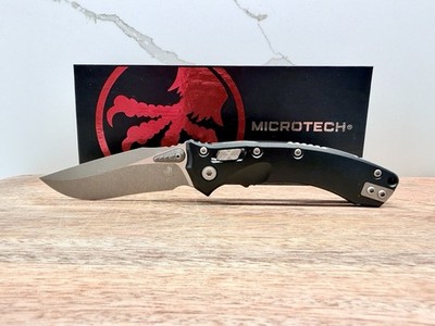 Microtech Amphibian Mini RAM LOK Black Aluminum & Apocalyptic M390MK 137MRL-10AP