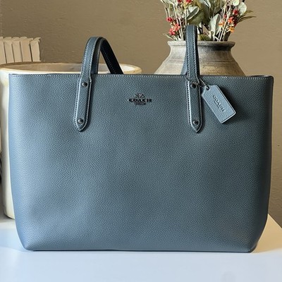 Coach Tote Deep Forest Teal Pebbled Leather Top Zip Tote Bag L1922-69424 Gorg
