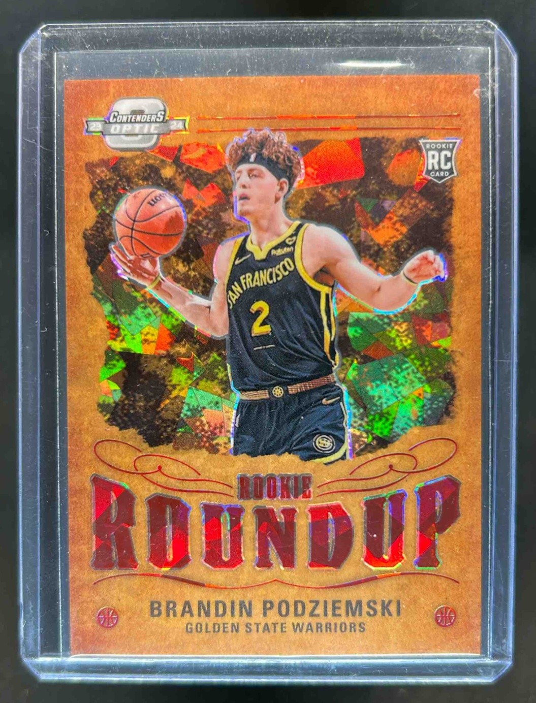 2023-24 Contenders Optic Brandin Podziemski Rookie Roundup Red Ice Prizm #40/175