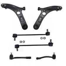 6 Piece Steering & Suspension Kit Outer Tie Rods Control Arms Sway Bar End Links