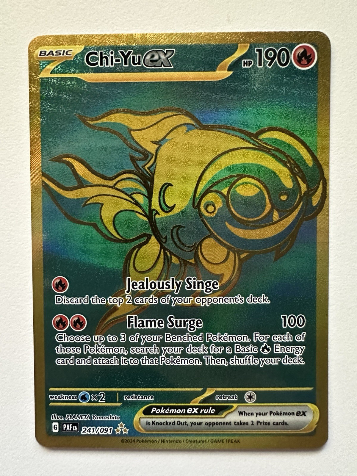 Chi-Yu ex - 241/091 - Hyper Rare NM, English Pokemon Paldean Fates