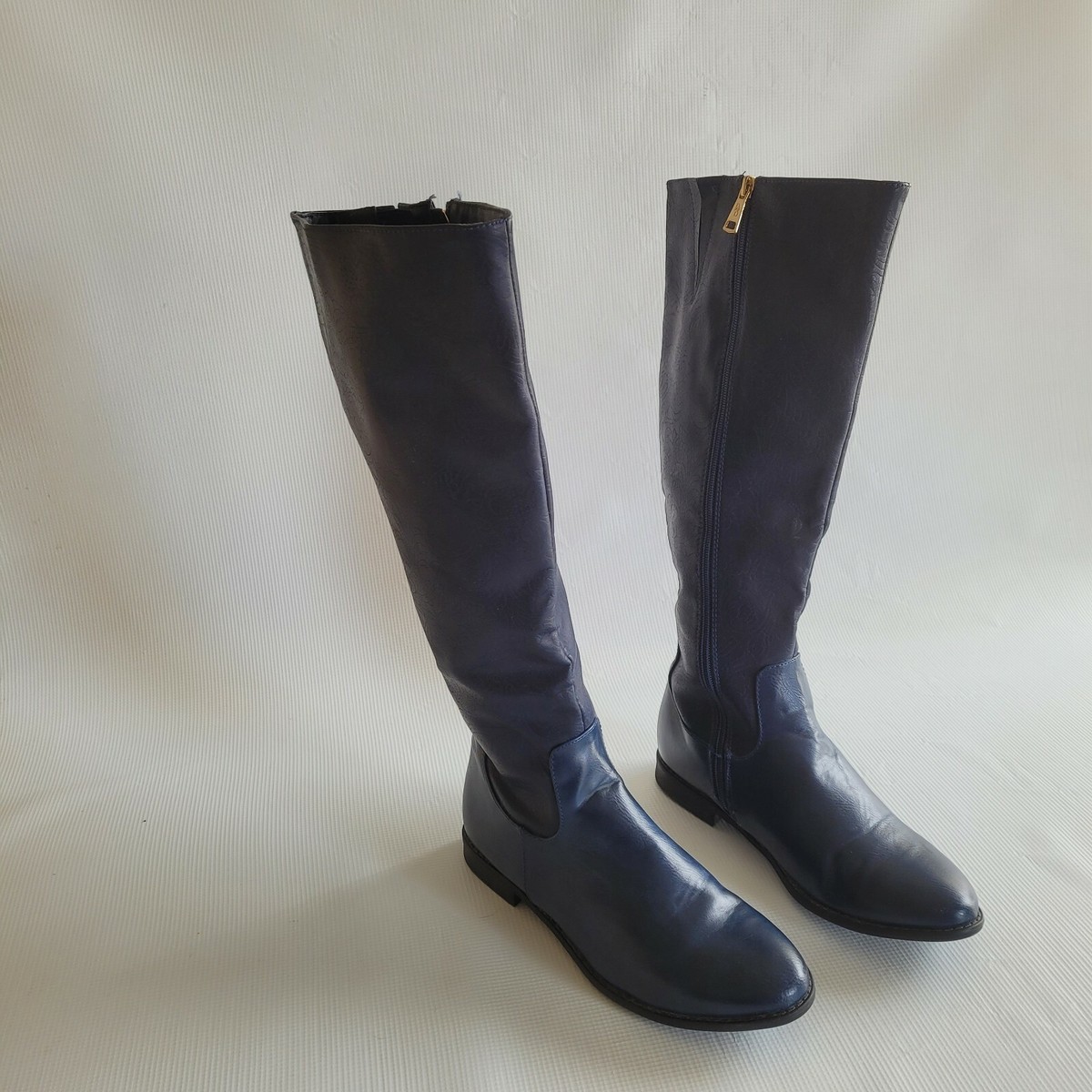 Knee High Boots Women's Blue Boots Uk Whatta Showdown