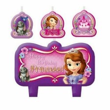 Sofia the First 4pcs Candle set cake topper for girl's birthday party Disney Jr