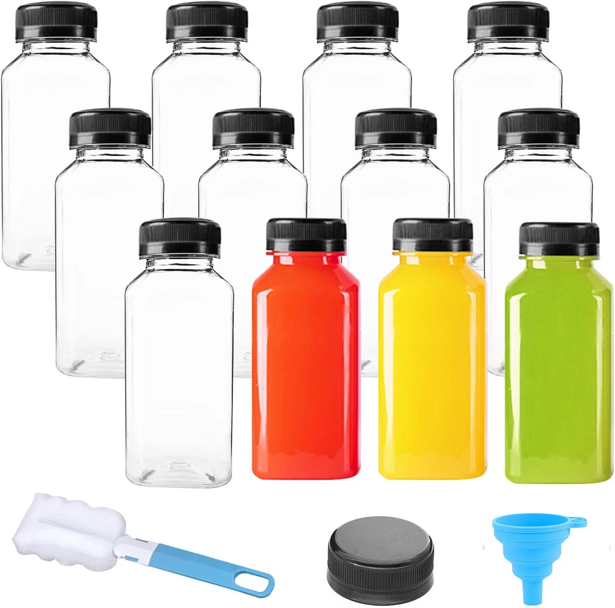 12-Pack Bulk Empty Plastic Juice Bottles Reusable Water Bottles to