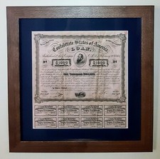1863 Confederate Loan Bond, signed by Robert Tyler, Son of President John Tyler!
