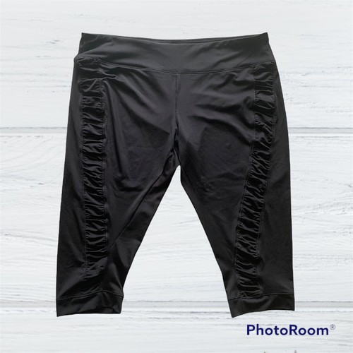 Kenneth Cole Reaction Black Capri Activewear Workout Pants Side Ruched XL