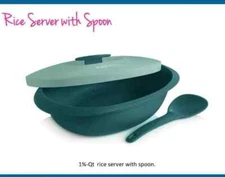 NEW tupperware everyday essentials rice or soup bowl green with white lid  spoon