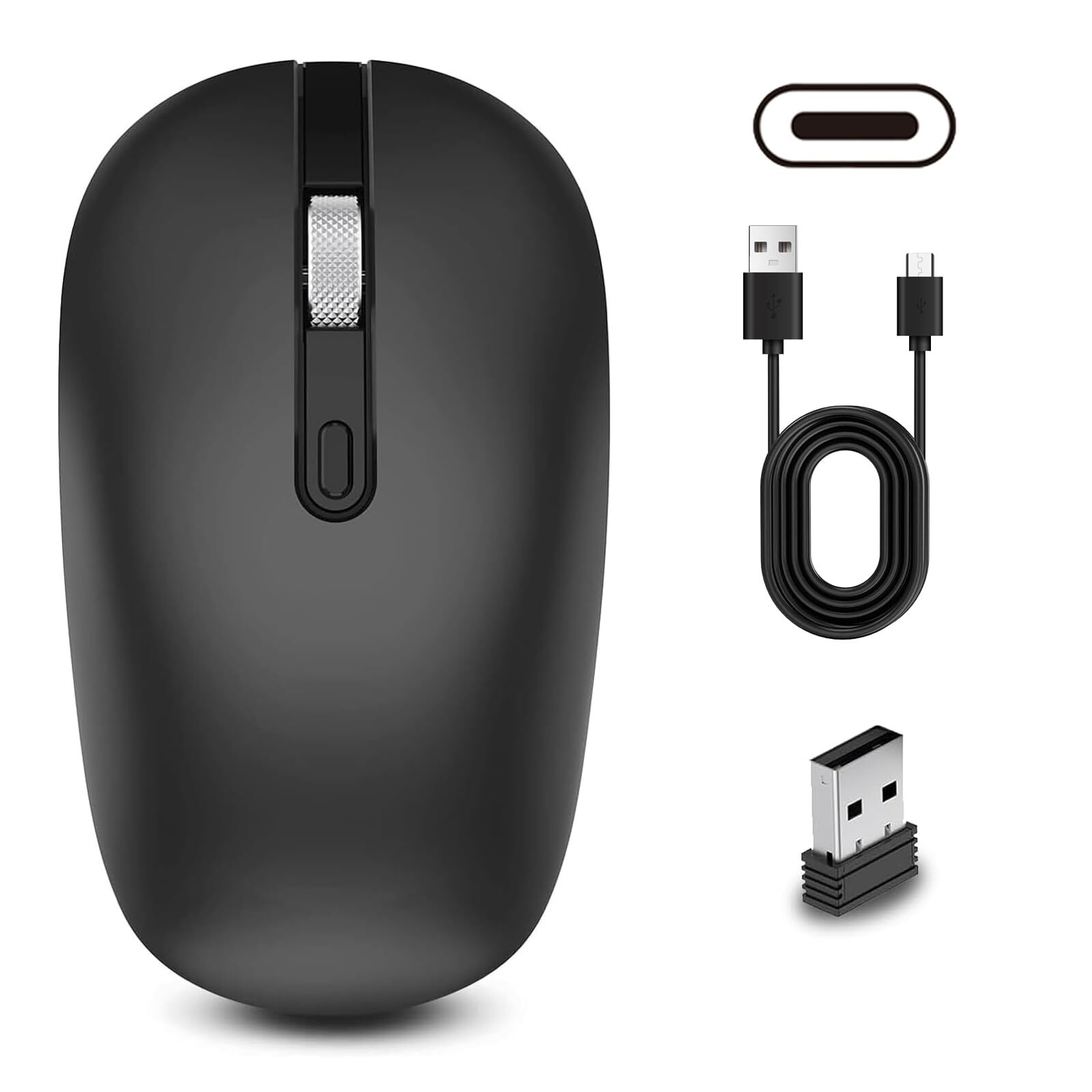 Ergonomic Dual Device Bluetooth Silent Rechargeable Wireless 2-in-1 Mouse-image