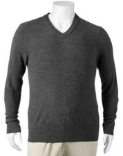 New Mens DOCKERS Comfort Touch V-Neck Sweater Size XL Asphalt Retail 55