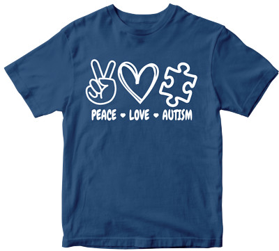 Peace Love Autismus T-Shirt Bewusstsein Autismus gemeinsam erziehen Kindergeburtstag Geschenke