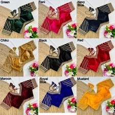 Full Stitched Silky Velvet Wedding Party Wear Style Blouse Crop Top Choli BS-BO