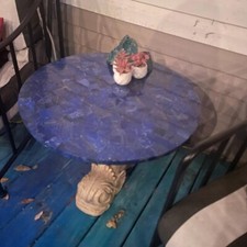 Halbedel- Stein Inlay Tisch – Handgefertigt Marmor Top – Artisan Heim Dekor