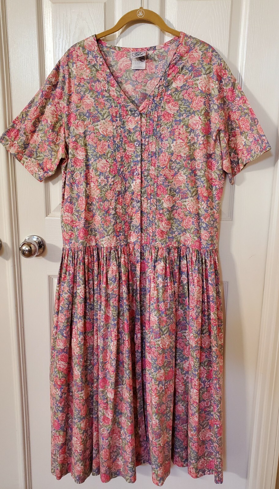 Laura Ashley Vintage Blue Pink Floral Dress US Size 1… Gem