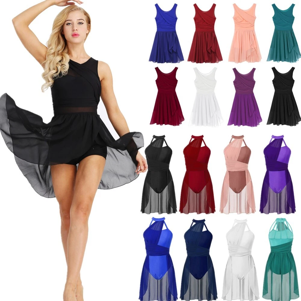 ranrann Asymétrique Robe Danse Lyrique Femme Tenue Patinage Artistique  Costume