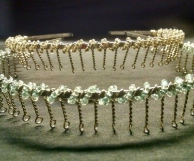 Vintage Rare 2 Piece Beaded Metal Hair Headband ANTIQUE 1920s Headband, Flapper Rhinestone Bridal Hair Vine  main image 4