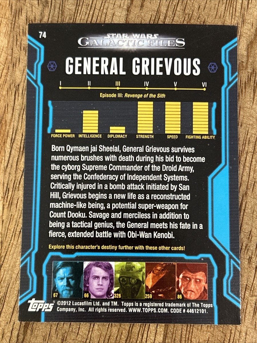 2012 Topps Star Wars Galactic Files #74 General Grievous
