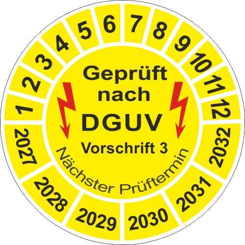 EIGENE HERSTELLUNG 1000 Stück Prüfplaketten Geprüft nach DGUV V3 20mm ehemals BGV A3 BGVA3 5065 27