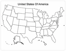 United States Map Sign USA Dry Erase Wall Plaque Kids Room Teachers Classroom