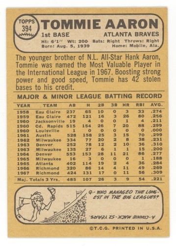 Set builders: 1968 Topps 300-399 VG/EX & better, FREE shipping - Picture 303 of 323