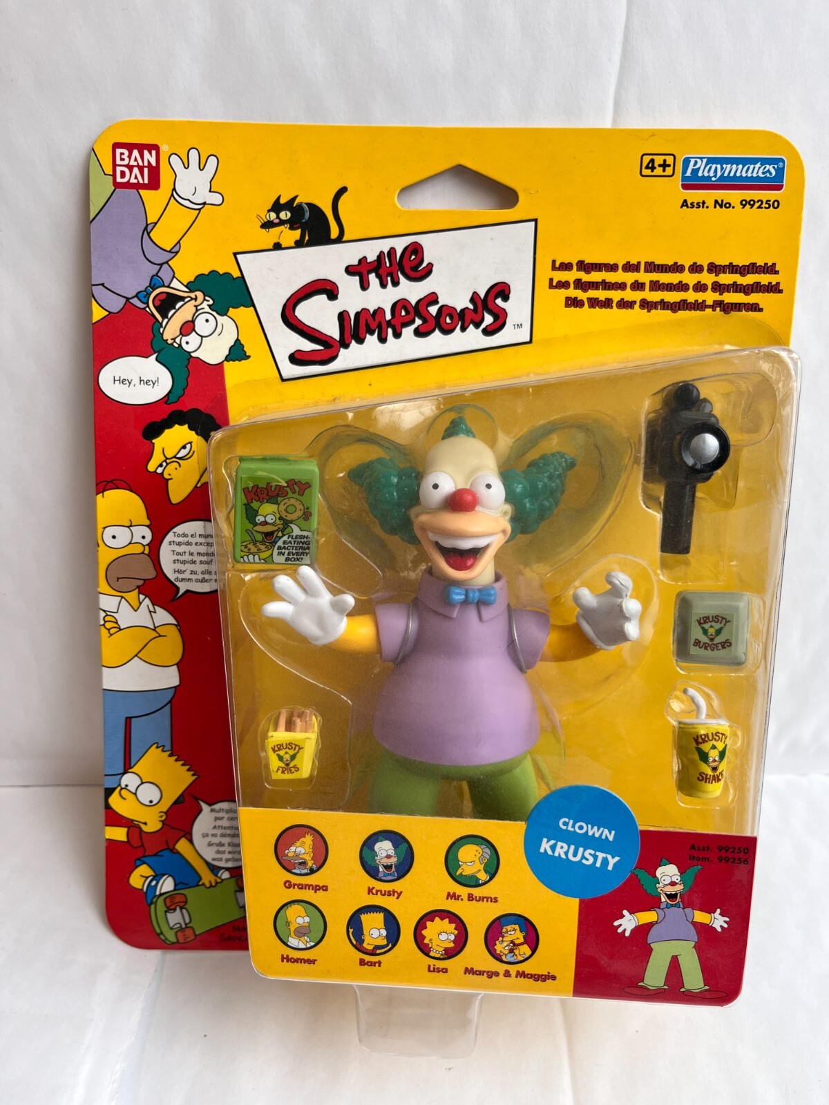 PLAYMATES BANDAI THE SIMPSONS SERIES 1 KRUSTY THE CLOWN TOY FIGURE WOS EURO CARD