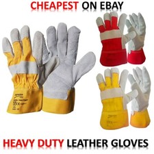 Red Grey Canadian Leather Rigger Heavy Duty Gauntlet Safety Work Gloves XL+ / 10