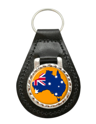 Schlüsselanhänger australische Flagge Karte Leder