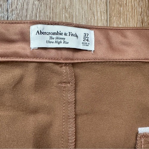 Abercrombie & Fitch Brown Faux Leather The Skinny Ultra High Rise Size 37/24 NWO - Picture 6 of 9