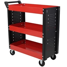 3 Tier Rolling Tool Cart Heavy Duty Storage Cart w/ Pegboard for Repair Shop New