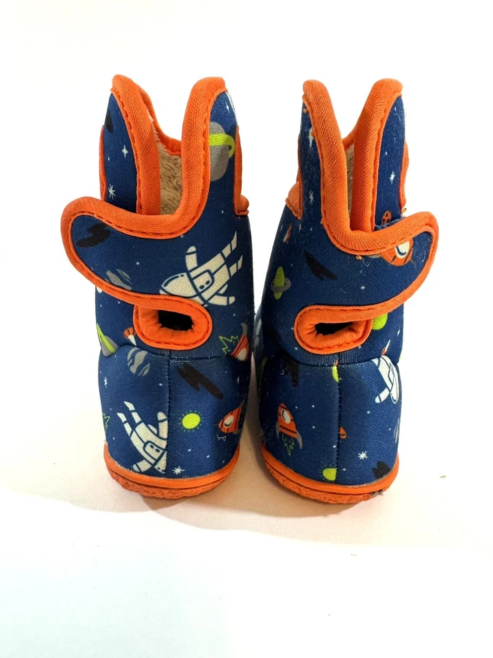 Bogs Boots Baby 7 Space Blue Orange Moon Rocket - Image 3 of 4