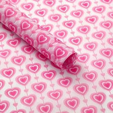 25 Sheets Valentine's Day Tissue Paper Pink Love Heart Gift Wrapping Paper De...