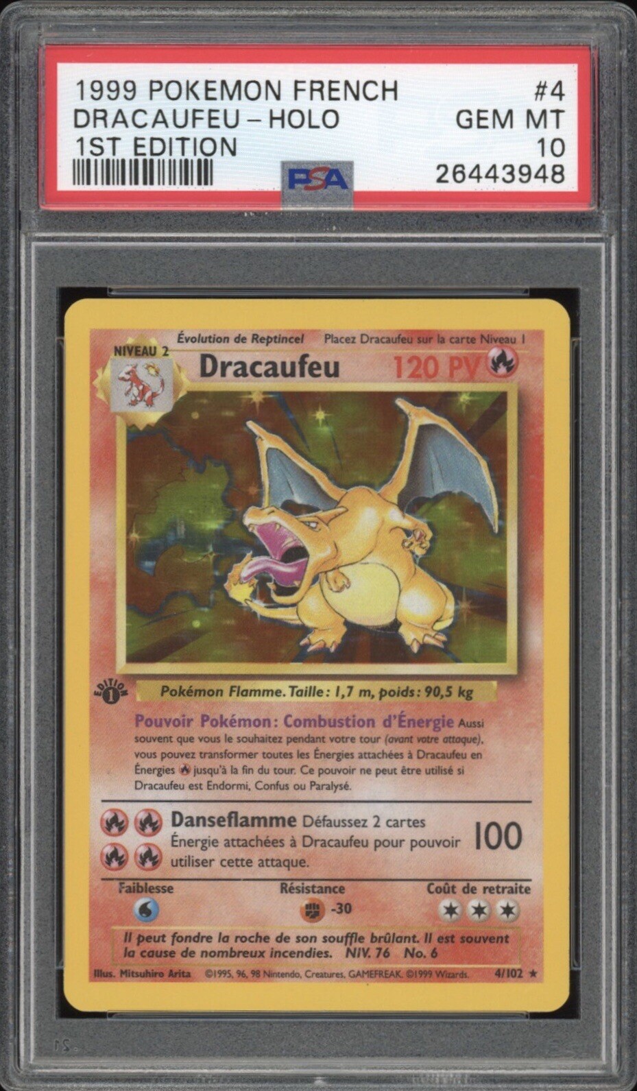 Pokémon Base Set 1st Edition Booster PSA 9 Glurak Artwork