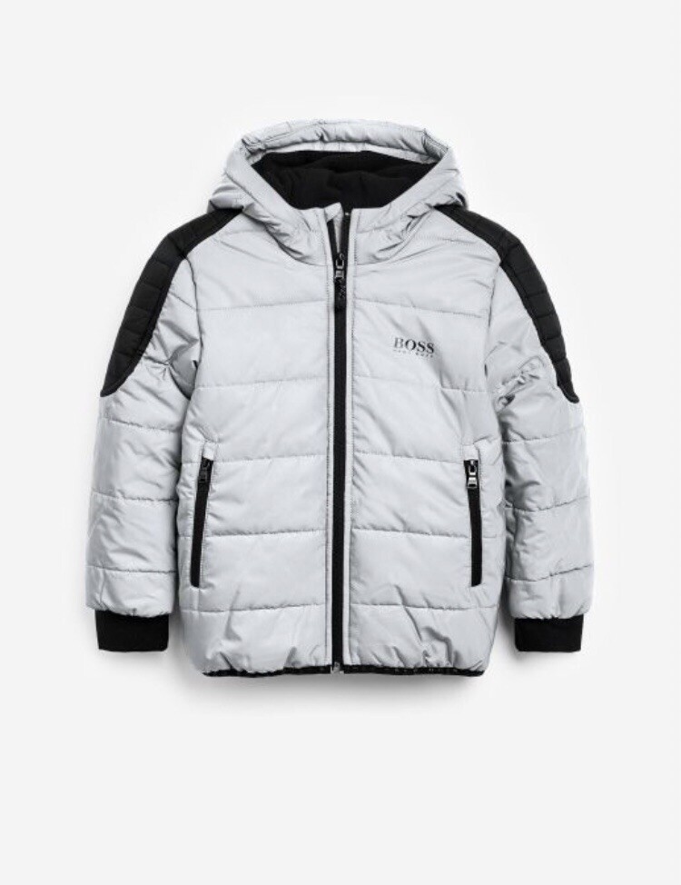 Hugo Boss Padded Reflective Jacket Hooded Jacket Boys Grey Padded
