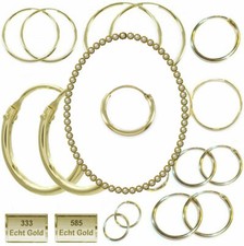 Echt Gold 333 / 585 Creolen 9 - 60 mm Ohrringe Frauen Herren Kinder Ohr Schmuck
