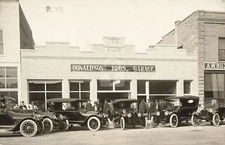 Donaldson Bros. garage, Culbertson, Mont. 1916 RPPC Photo Postcard Copy