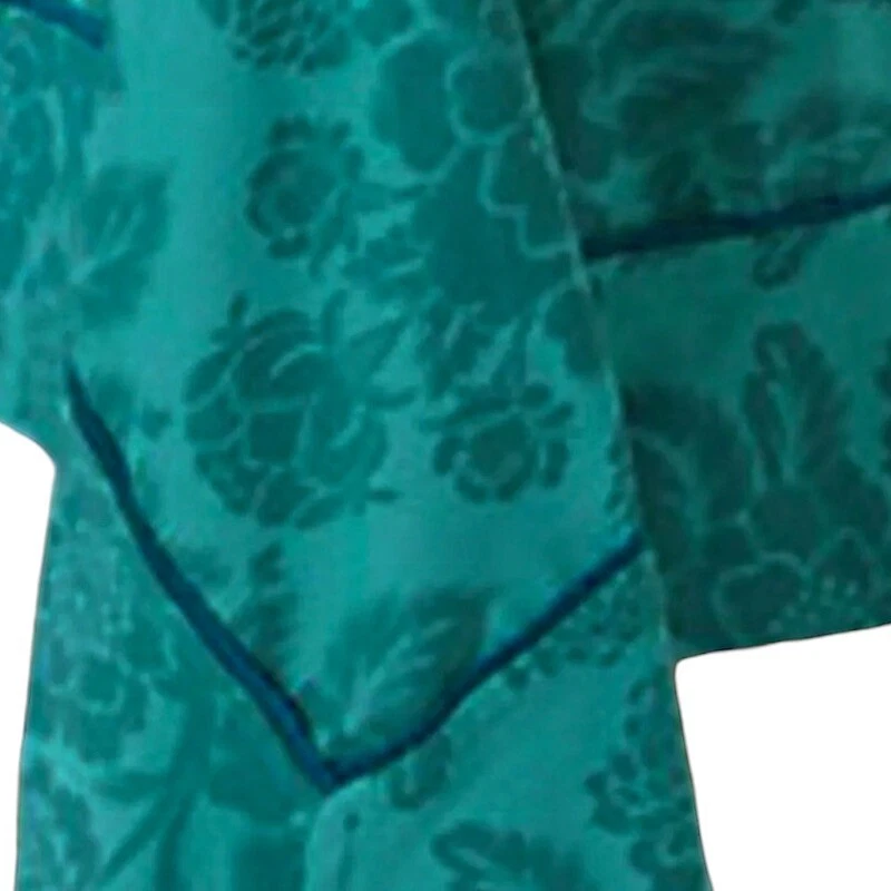 Anthropologie Tablecloth Dark Turquoise Magnolia 72" x 90" Cotton Machine Wash - Image 4 of 4