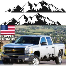 2Pcs Black Snow Mountain Car Door Side Skirt Sticker For Silverado Ram 1500 Etc