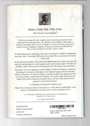 Hitlers Tischgespräch, 1941-1944, eingeführt von Hugh-Trevor Roper, 2000 Taschenbuch - Bild 2 von 3
