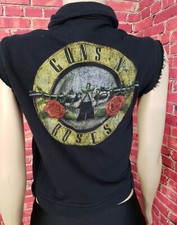 Guns And Roses Black Vest Sweater Size 4 Vintage TopShop Rock