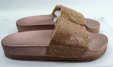 new Slip On slipper GOLD RHINESTONE OPEN TOE Sandals Size 7