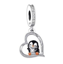 SOLID Sterling Silver Penguin I Love You Forever Charm Pendant -YOUnique Designs