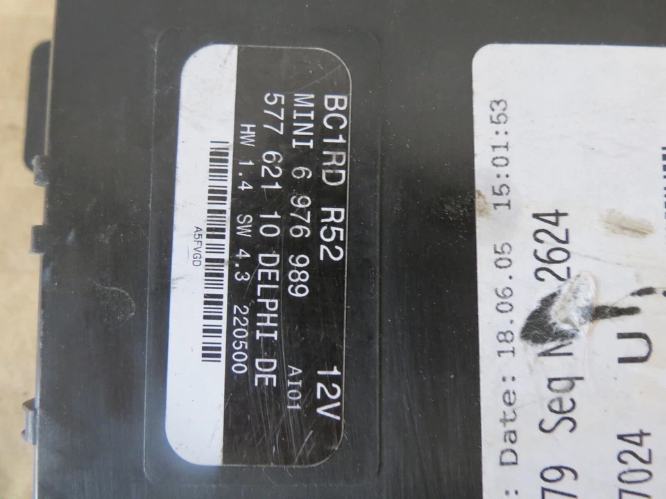 02 03 04 05 06 2002-2006 Mini Cooper r52 módulo de control de carrocería BCM BCU 6976989 Foto 3 de 4