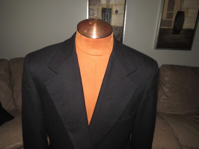 SAKS FIFTH AVENUE Men's 43 Long Black 100% Cashmere Blazer Sport Coat
