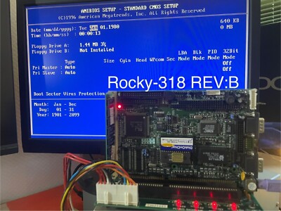 ISA Half Size Industrial CPU Board ROCKY 318 Rev B 2.0 - Single Board CPU - 386s