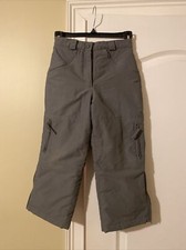 LL Bean Kids Size 8 Snow Nylon Pants Ski Fleece Lined Brown Green