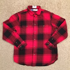 Old Navy Flannel Shirt Mens Medium Red Plaid Long Sleeve Button Up Pockets