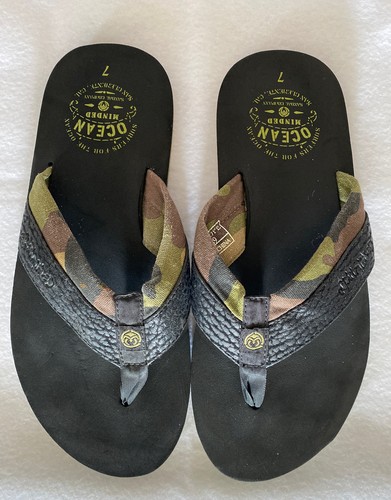 Ocean Minded Flip Flops Womens sz. 7 Camouflage Black Brown Green | eBay