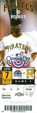 2011 Pirates vs Rockies Ticket: Opening Day Esmil Rogers win/Troy Tulowitzki HR