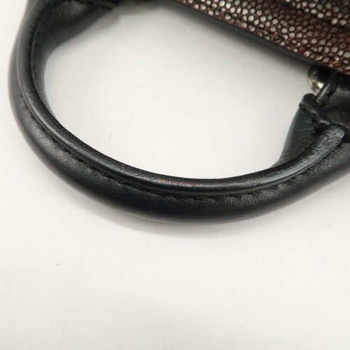 Authentic CELINE Leather Mini Boogie Bag Hand Bag Silver Black Used F/S - Picture 6 of 24