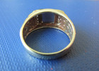 STAR SAPPHIRE & 8 DIAMOND MEN'S 10k YELLOW GOLD 7.3 GR. NUGGET RING SZ. 11.5 EXC — photo 2