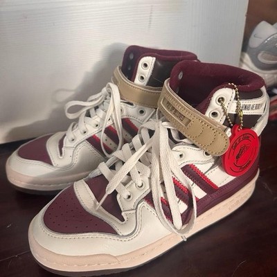 Burgundy and white Adidas Originals Forum 84 trainers (6.5)